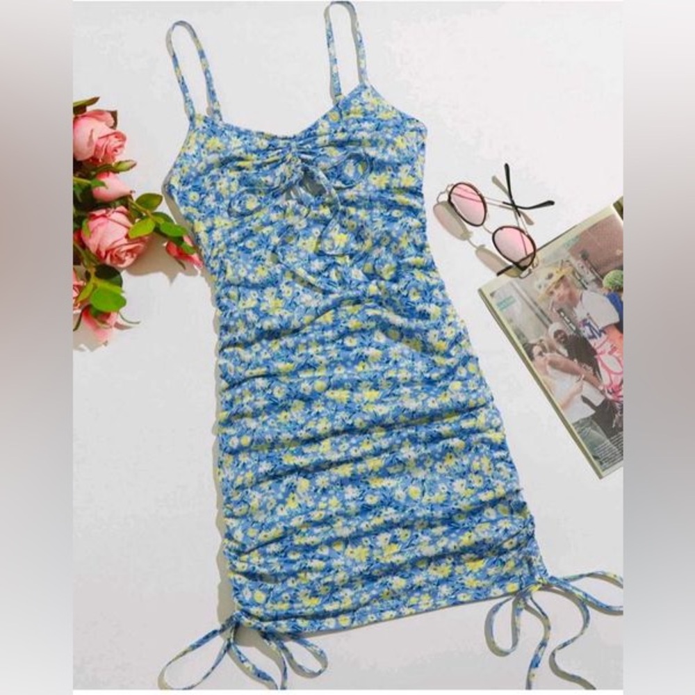 SHEIN Blue Floral Mini Dress